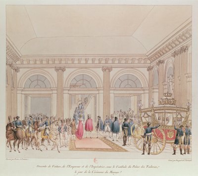 The Descent of the Emperor and Empress from the Carriage under the Vestibule of the Tuileries Palace on the Day of Their Marriage by Charles Percier