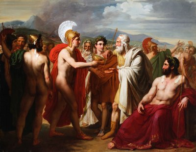 Achilles presents the prize of wisdom to Nestor during the funeral games by Charles Philippe Lariviere