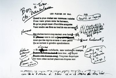Corrected Proof of Les Fleurs du Mal by Charles Pierre Baudelaire