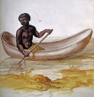 Young Negro in a Canoe in the Caribbean, c.1686 by Charles Plumier