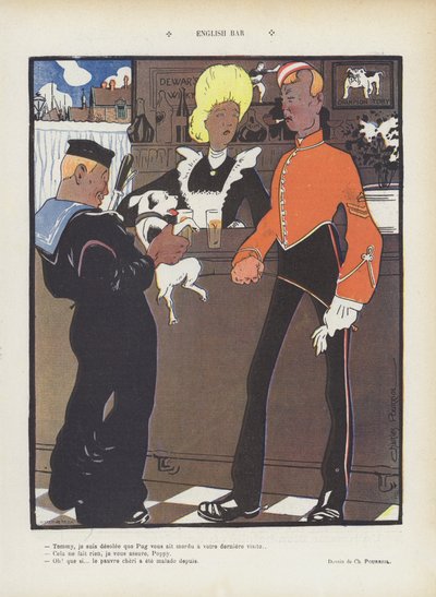 English Bar (Illustration for Le Rire) by Charles Pourriol