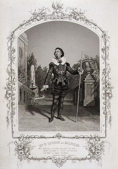 Mr W. Davidge as Malvolio, Act III Scene 4 of 
