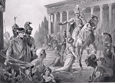Alexander at the Sack of Thebes in 335 BC, Illustration from 