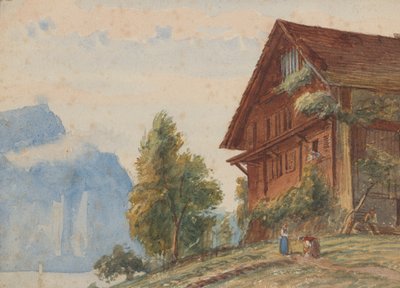 Chalet with Figures by Charles Reginald Aston