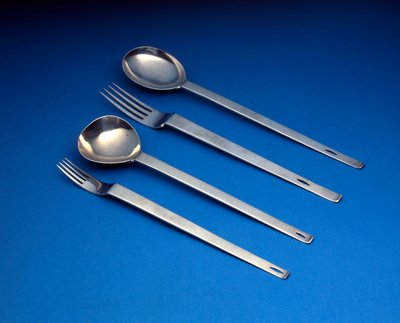 A D.W. Hislop set of four silver spoons and forks by Charles Rennie Mackintosh