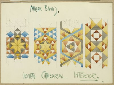 A sheet of studies of mosaic bands, Orvieto Cathedral by Charles Rennie Mackintosh