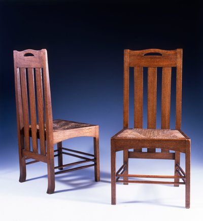 An oak dining chair designed by Charles Rennie Mackintosh for the Argyle Street Tearooms, c.1898-99 by Charles Rennie Mackintosh