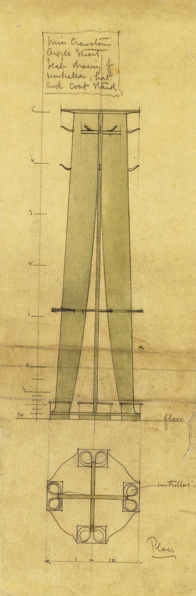 Design for an Umbrella, Hat and Coat Stand by Charles Rennie Mackintosh