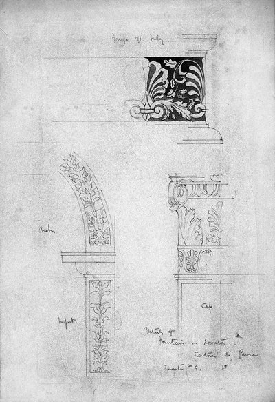 Details of Fountain in Lavatory, Certosa di Pavia, 1891 by Charles Rennie Mackintosh