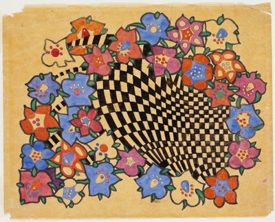 Floral and Chequered Fabric Design by Charles Rennie Mackintosh