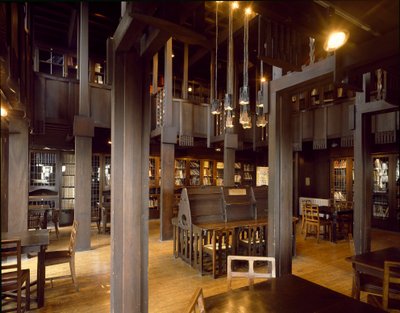 Interior view of the reading room of the School of Fine Arts designed by architect Charles Rennie Mackintosh by Charles Rennie Mackintosh