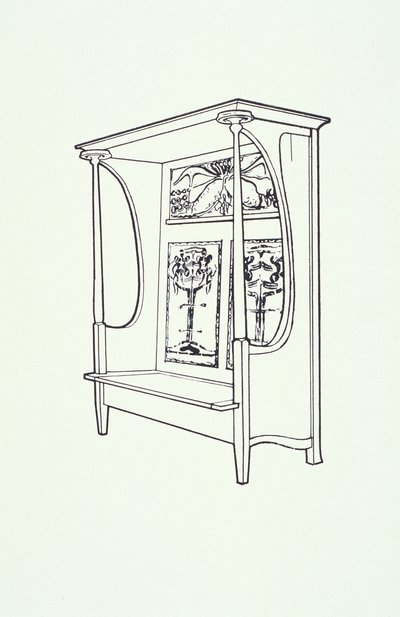 Line drawing of furniture (a cupboard), c.1910 by Charles Rennie Mackintosh