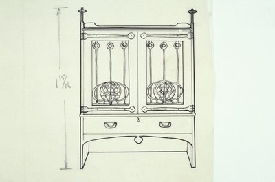 Line drawing of furniture (a dressing table), c.1910 by Charles Rennie Mackintosh
