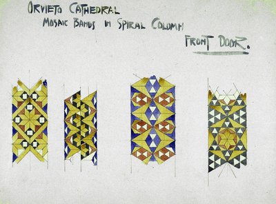Orvieto Cathedral, Mosaic Bands in Spiral Column, Front Door, 1891 by Charles Rennie Mackintosh