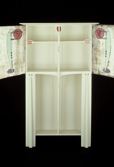 White cabinet designed for Mrs. Rowat, 1902 by Charles Rennie Mackintosh