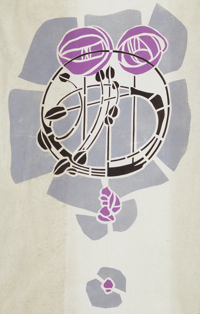 Modern Reproduction from Original Mackintosh Stencil for Wall Decoration, Rose motif, 1902 by Charles Rennie Mackintosh