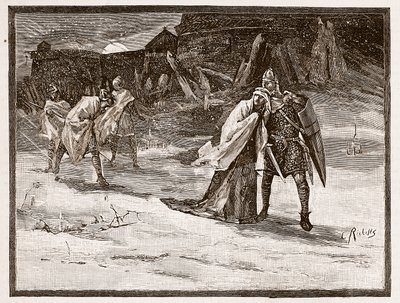 Flight of Matilda from Oxford Castle, illustration from 