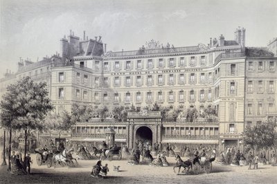 Boulevard Montmartre, Passage Jouffroy and Grand Hotel de la Terrasse Jouffroy, 1865 by Charles Riviere