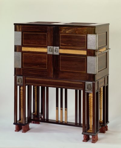 Writing Cabinet, Colour Plate VI from C.R. Ashbee by Alan Crawford, Yale 1985 by Charles Robert Ashbee