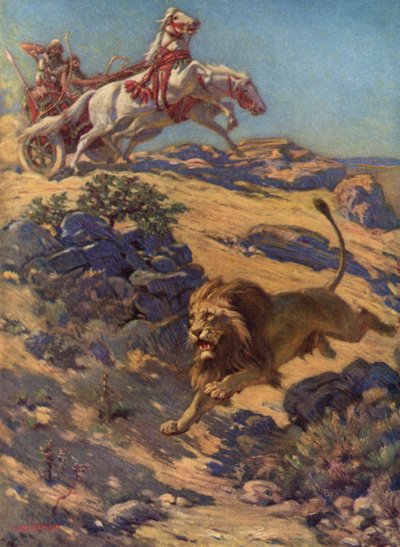 Lion hunting in old Assyria by Charles Robert Knight