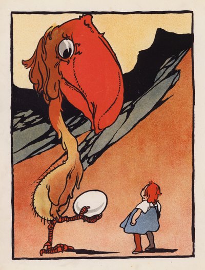 Nonsense: Boy with a Strange Bird Holding an Egg by Charles Robinson