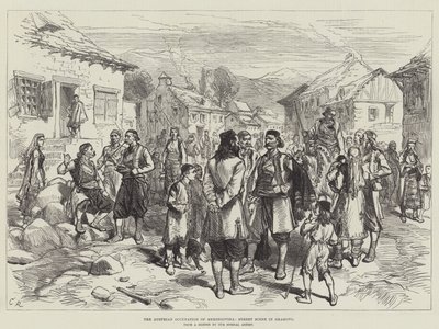 The Austrian Occupation of Herzegovina, Street Scene in Grahovo by Sir John Charles Robinson