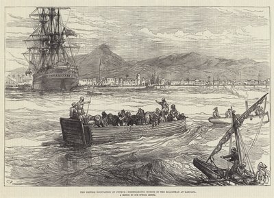 The British Occupation of Cyprus, Disembarking Horses in the Roadstead at Larnaca by Sir John Charles Robinson