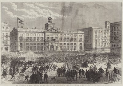 The Revolution in Spain, hanging out the Flag of the Revolution at the Public Offices in the Puerta del Sol, Madrid by Sir John Charles Robinson