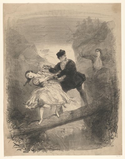 Ballet Scene with Man and Woman Above Abyss by Charles Rochussen