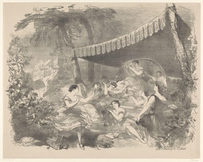 Ballet Scene with Nymphs Announcements of Ballets and Plays Performed in the Amsterdam City Theatre (series title) by Charles Rochussen