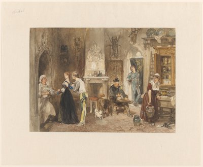Servants of a Castle Gathered in an Anteroom by Charles Rochussen