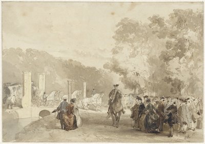 Coach of the Prince, Driving from the Driveway of Huis ten Bosch by Charles Rochussen