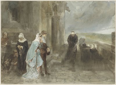 On the Lookout, Scene from the 12th Century by Charles Rochussen