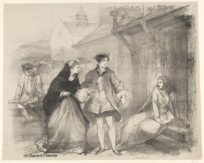 Scene from the Play The Fortune Teller (Announcement Posters of Ballets and Plays Performed in the Amsterdam City Theatre) by Charles Rochussen