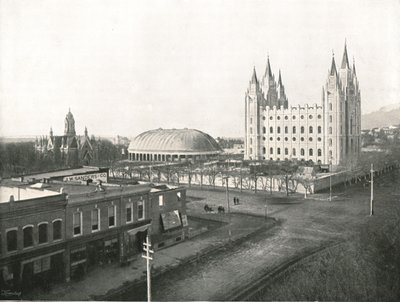 The Assembly Hall, Tabernacle and Mormon Temple, Salt Lake City, USA, 1895 by Charles Roscoe Savage