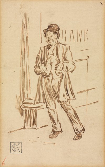 Study of a Drunken Man Passing a Bank by Charles Samuel Keene