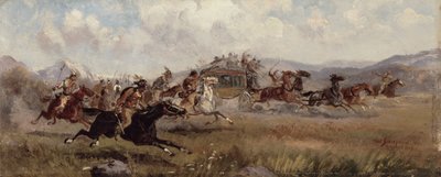 Sioux Attacking a Stagecoach by Charles Schreyvogel