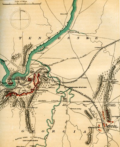 Map of Chattanooga and its Defences, Tennessee by Charles Sholl