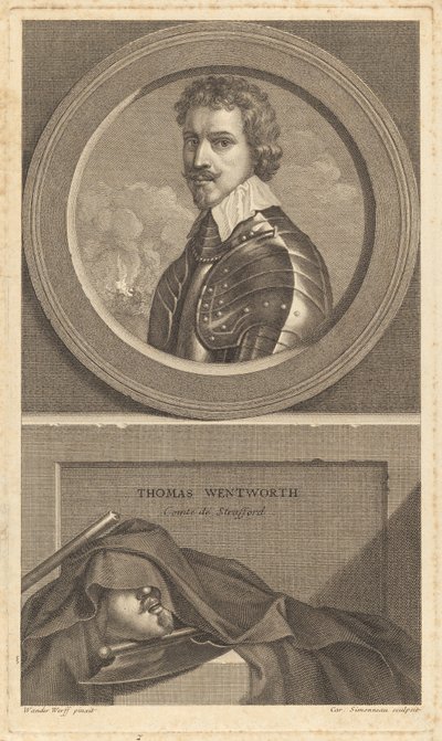 Thomas Wentworth, Earl of Strafford by Charles Simonneau after Adriaen van der Werff after Sir Anthony van Dyck