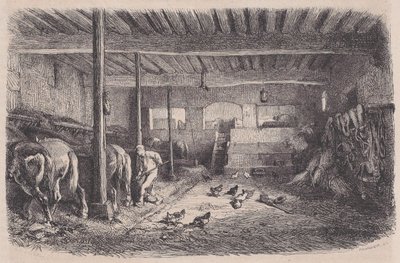 A Stable, from Magasin Pittoresque, ca. 1852 by Charles Tamisier