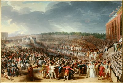 French Revolution: the fete of the Federation on 14 July 1790 at the Champ de Mars by Charles Thevenin