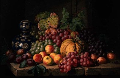 Still Life with Fruit and a Blue Vase by Charles Thomas Bale