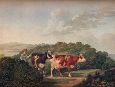English Landscape, with Shorthorned Cattle by Charles Towne