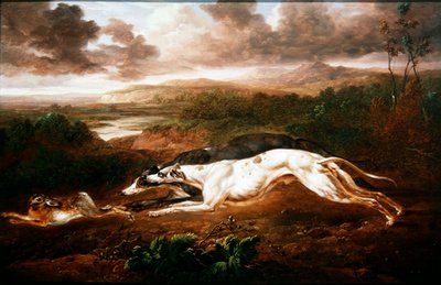 Two Greyhounds Coursing a Hare by Charles Towne