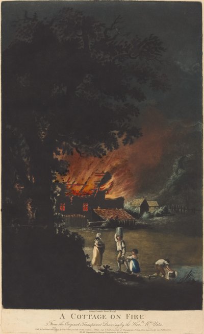 A Cottage on Fire by Charles Turner