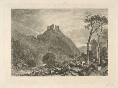 Okehampton Castle, on the River Okehampton by Charles Turner