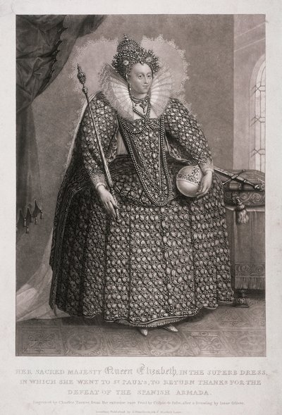 Queen Elizabeth I holding sceptre and orb by Charles Turner