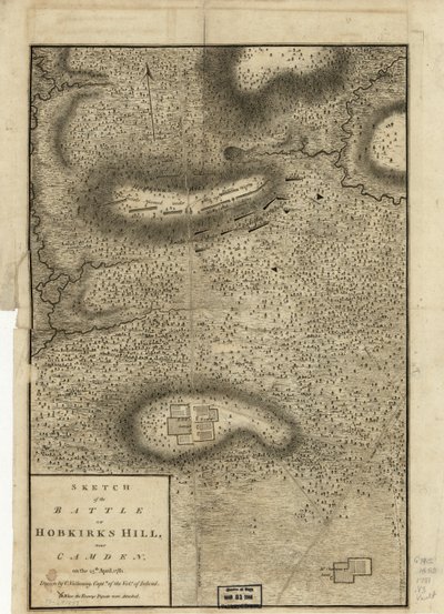 Sketch of the Battle of Hobkirks Hill, Near Camden, on the 25th April, 1781 by Charles Vallancey