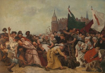 The Shattered Statue of the Duke of Alva Being Dragged Through the Streets by Charles Verlat