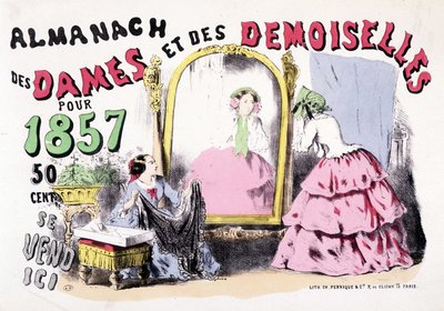 Advertising poster for the Almanach of Ladies and Ladies for 1857 (girls in front of an ice cabinet), 50 cents by Charles Vernier